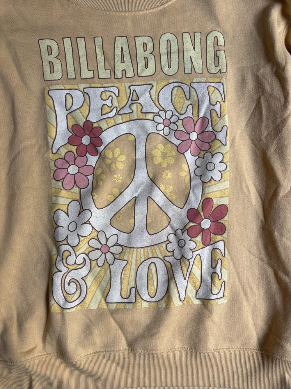 Billabong Yellow Peace & Love Graphic Crewneck - Picture 3 of 4